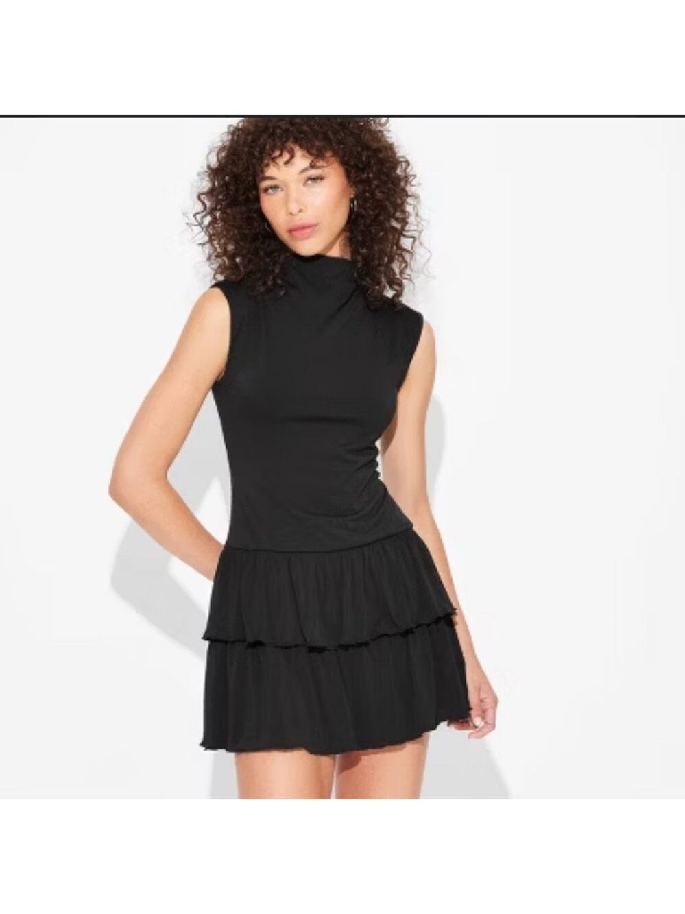 Wild Fable Black Sleeveless Tiered Dress